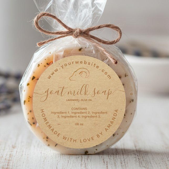 etiqueta de jabón de leche de cabra casera kraft (Subido por el creador)