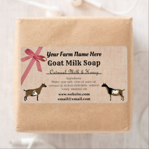Etiqueta de jabón de leche de cabra en burlap y de