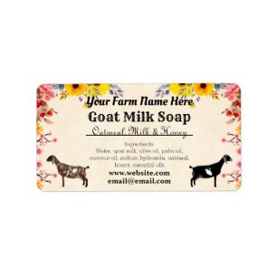 Etiqueta de jabón de leche de cabra floral - Cabra