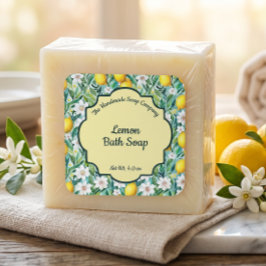 Etiqueta de jabón de limón, cosméticos y productos