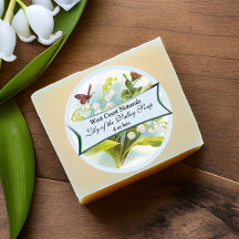 Etiqueta de jabón de mariposa