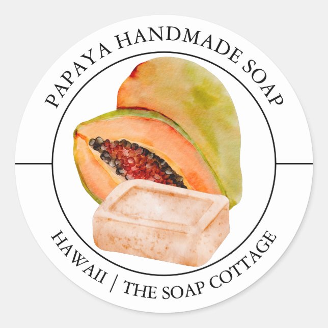 Etiqueta de jabón de papaya (Anverso)
