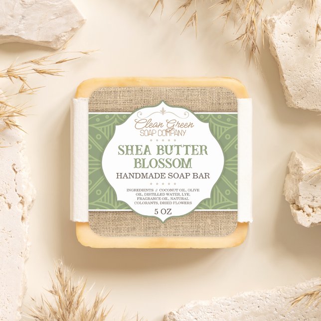 Etiqueta de jabón | Green | Burlap | Pegatina de a (Subido por el creador)