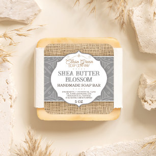 Etiqueta de jabón   Gris   Burlap   Pegatina de at