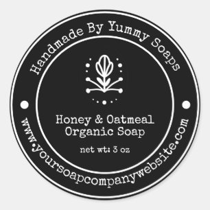 Etiqueta de jabón hecha a mano en blanco y negro