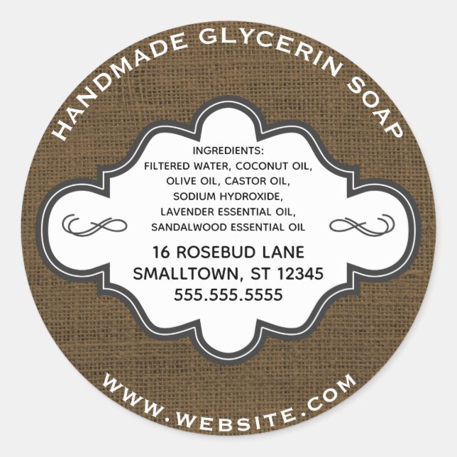 Etiqueta de jabón hecha a mano Rústica Bupomada de (Anverso)