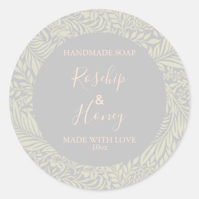Etiqueta de jabón personalizable Rosa de patrón fl (Anverso)