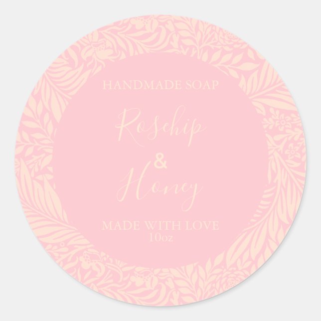Etiqueta de jabón personalizable Rosa de patrón fl (Anverso)