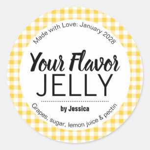 Etiqueta de jalea de gingham personalizable