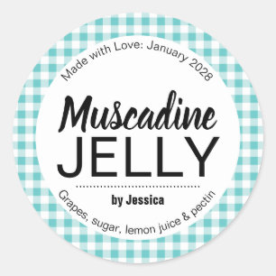 Etiqueta de jalea de gingham personalizable