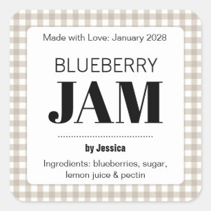 Etiqueta de jalea gingham personalizable