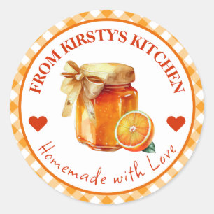 Etiqueta de jam de Naranja de Gingham casera de co