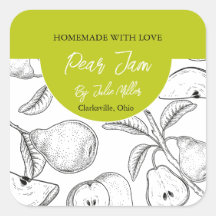 Etiqueta de jam de peras caseras de color negro y 