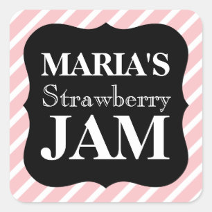 Etiqueta de jam jar casero de rayas rosadas de per