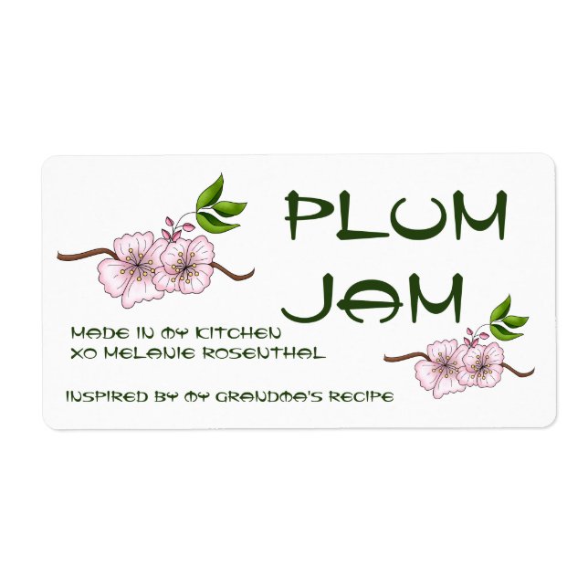 Etiqueta de Jam Jar Plum (Personalizar) (Frente)