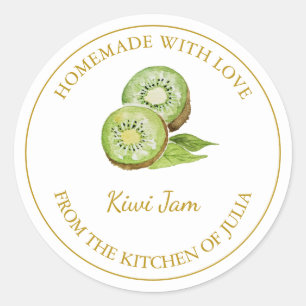 Etiqueta de jam Kiwi casera de oro   Blanco