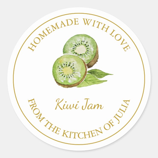 Etiqueta de jam Kiwi casera de oro | Blanco (Anverso)
