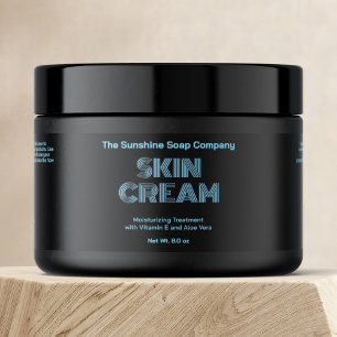 Etiqueta de Jar de cosméticos de texto gris azul n