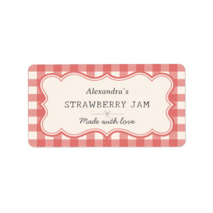 Etiqueta de jar de Gingham roja vintage