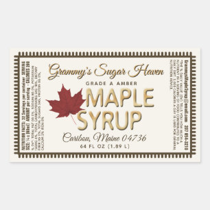 Etiqueta de jarabe de arce con datos nutricionales