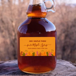 Etiqueta de jarabe de arce de arce de naranja