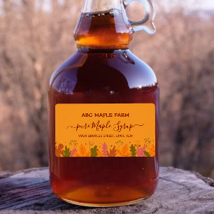 Etiqueta de jarabe de arce de arce de naranja