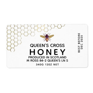 Etiqueta de jarra de miel de 12 onzas con panecill