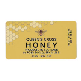 Etiqueta de jarra de miel de 12 onzas con panecill