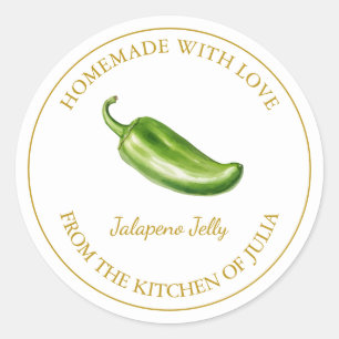 Etiqueta de jelly de jalapeno casero de oro   Blan