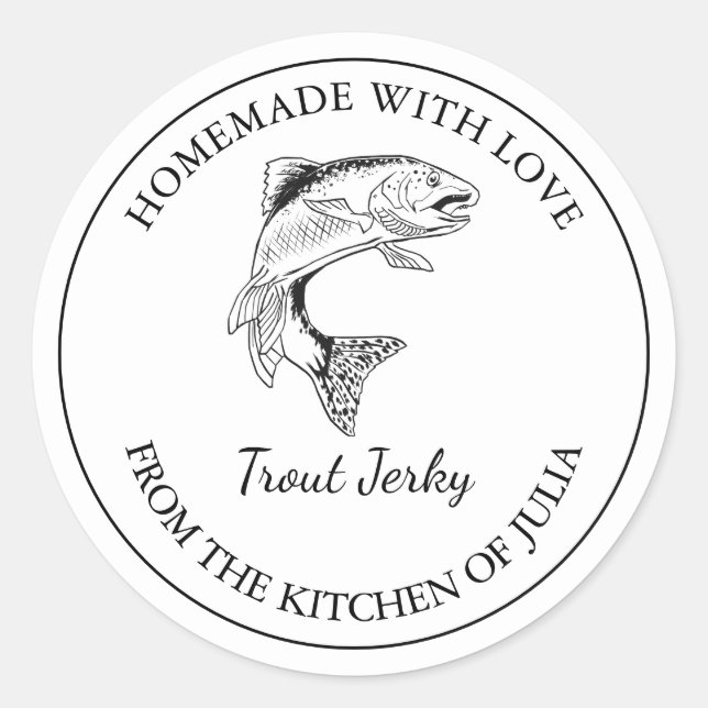 Etiqueta de jerky de trucha casera (Anverso)