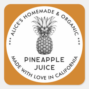 Etiqueta de jugo de piña en negro y blanco