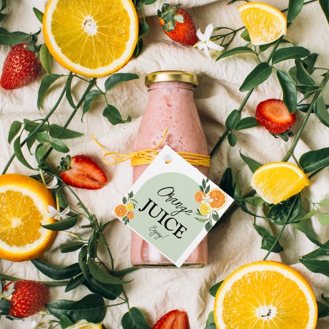 Etiqueta de Jugo para Bridal Shower de Main Squeez (Citrus Wedding Invitation Ideas, Lemon Themed Bridal Shower juice label tag decor )
