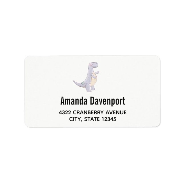 Etiqueta de juguete de dinosaurio tiranosaurio pur (Frente)