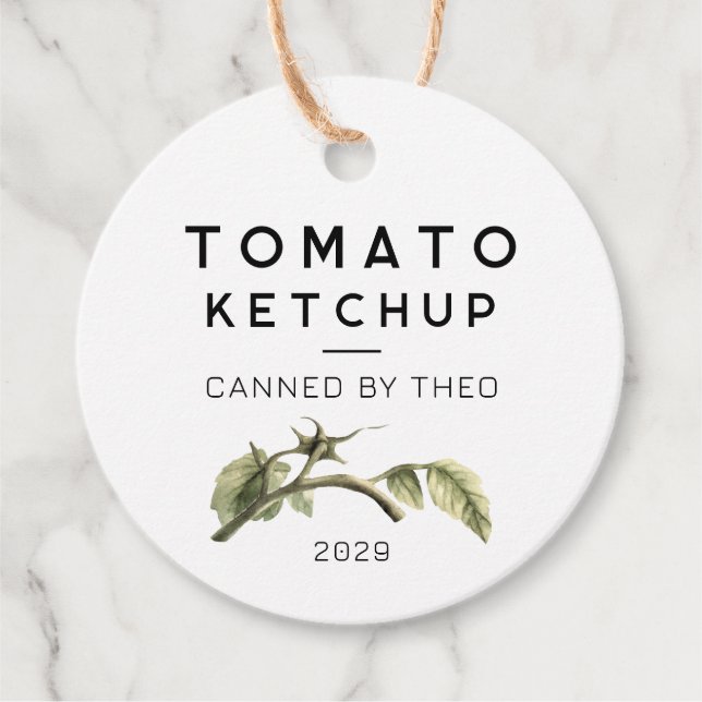 Etiqueta de Ketchup con tomate acuarela (Anverso)