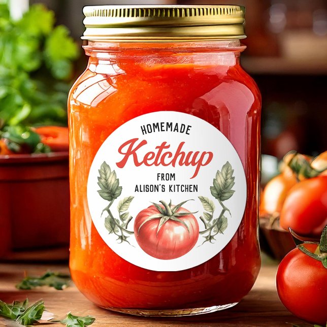 Etiqueta de Ketchup de Tomate casero acuarela toma (Subido por el creador)