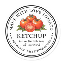 Etiqueta de kétchup de tomate casero enlatado