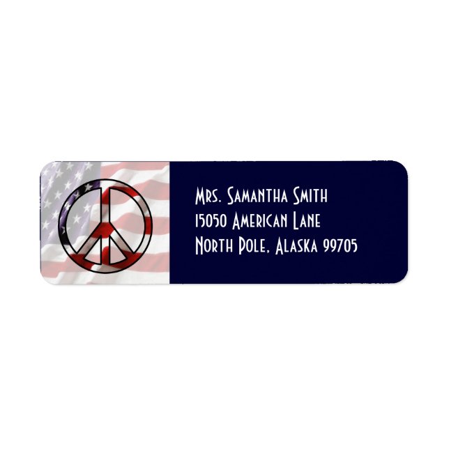Etiqueta de la bandera de signo de paz patriótica (Frente)