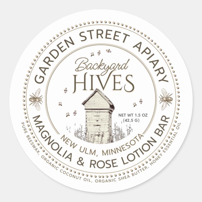 ETIQUETA DE LA BARRA DE LA cera de abejas (Anverso)