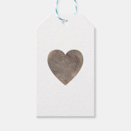 Etiqueta de la boda rústica de corazón de madera