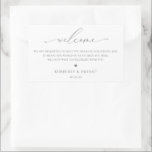 Etiqueta de la bolsa de bienvenida del invitado de<br><div class="desc">Elegante y moderno boda marca de la bolsa de bienvenida. La plantilla proporciona líneas para el mensaje,  los nombres y la fecha del evento en texto en color gris.</div>