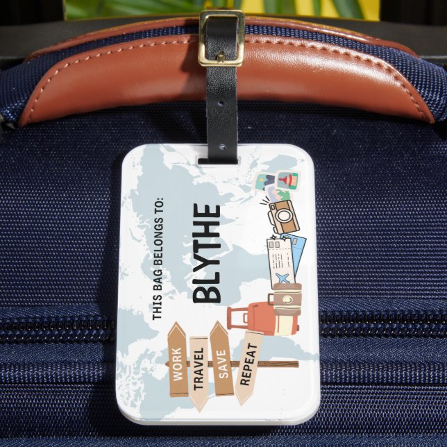 Etiqueta de la bolsa de viaje del personalizado -  (Anverso In situ 2)
