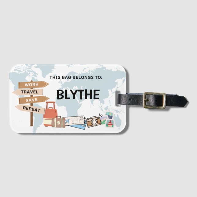 Etiqueta de la bolsa de viaje del personalizado -  (Anverso horizontal)
