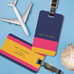 Etiqueta de la bolsa del bloque de color amarillo<br><div class="desc">Elegante etiqueta personalizada para el equipaje en bloques de color en azul, rosa y amarillo, en negrita y vibrante. Personalice esta etiqueta reemplazando el texto del marcador de posición con su información y para obtener más opciones como cambiar el tipo de letra y su tamaño, haga clic en el botón...</div>
