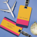 Etiqueta de la bolsa del bloque de color amarillo<br><div class="desc">Elegante etiqueta personalizada para el equipaje en bloques de color en azul, rosa y amarillo, en negrita y vibrante. Personalice esta etiqueta reemplazando el texto del marcador de posición con su información y para obtener más opciones como cambiar el tipo de letra y su tamaño, haga clic en el botón...</div>