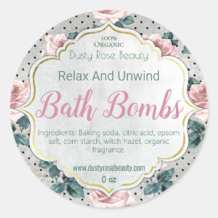 Etiqueta de la bomba de baño de color de época fab