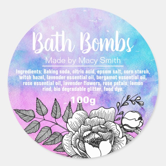 Etiqueta de la bomba de baño de personalizable (Anverso)
