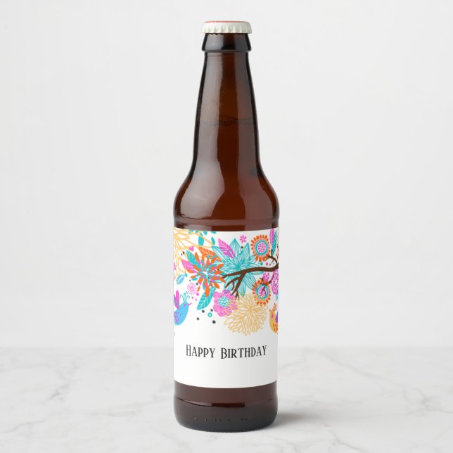 ETIQUETA de la botella de agua - ave linda, pájaro (Anverso)