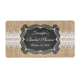 Etiqueta de la botella de agua de Burlap y Lace