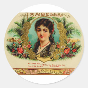 Etiqueta de la caja de cigarros antigua Isabella (