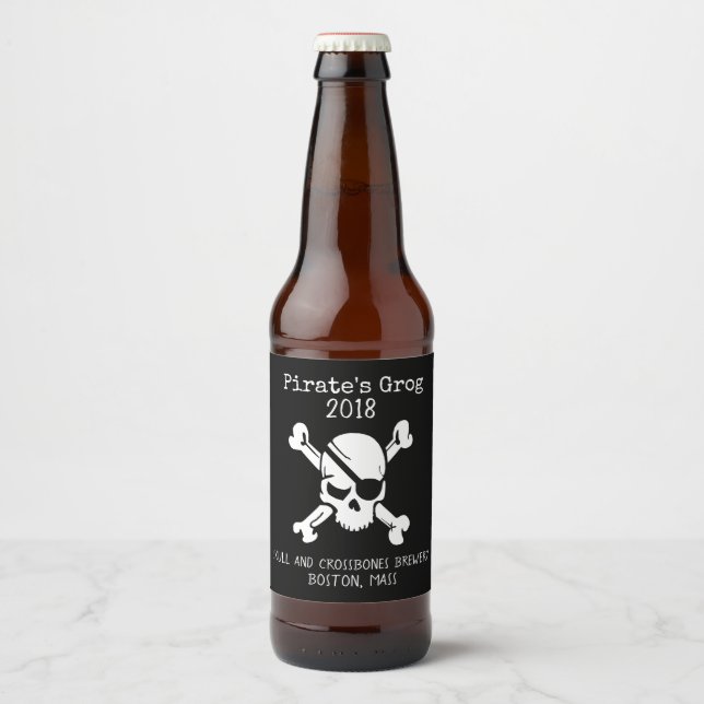 Etiqueta de la cerveza Personalizado Pirata Skull  (Anverso)